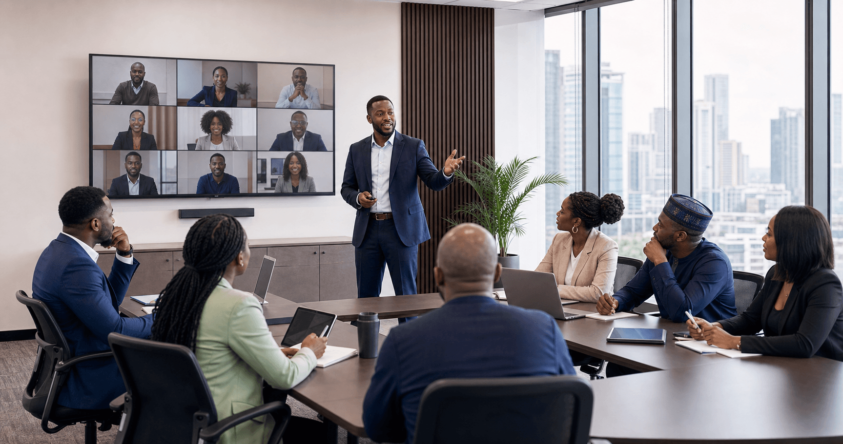Black Nigerian professionals attending a hybrid corporate training session